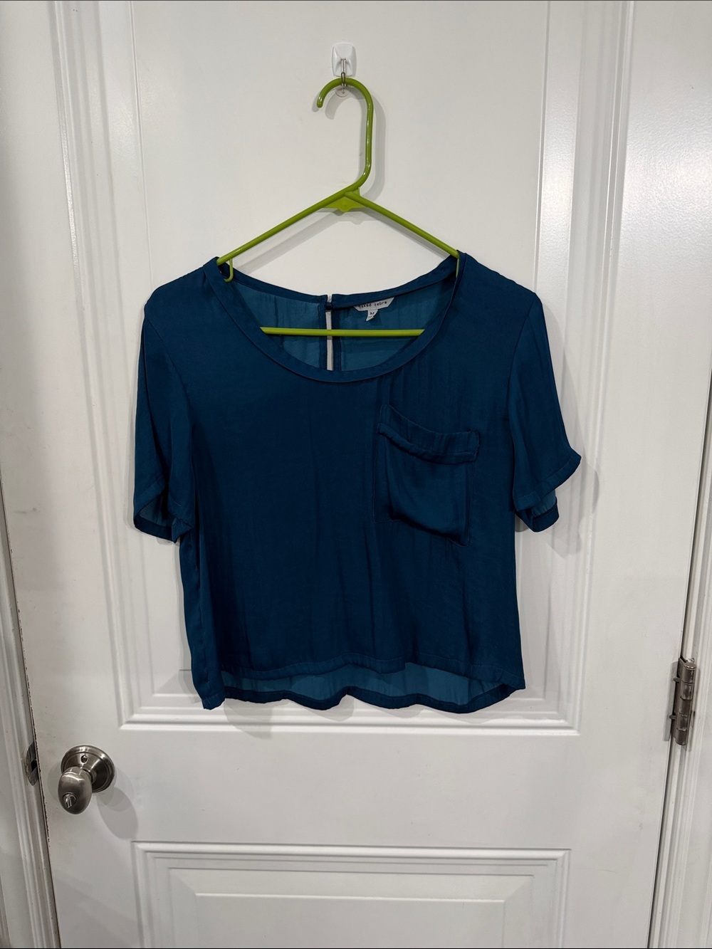 Women’s Teal Short-Sleeve Pocket Blouse